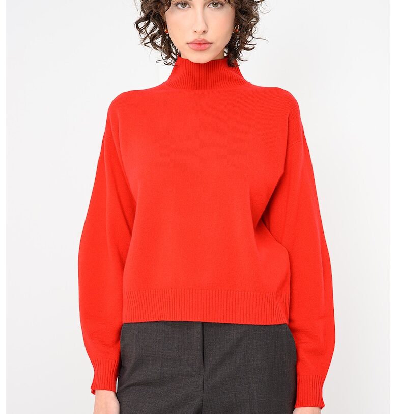 Кашмирен пуловер Febo с поло - Червен Marella