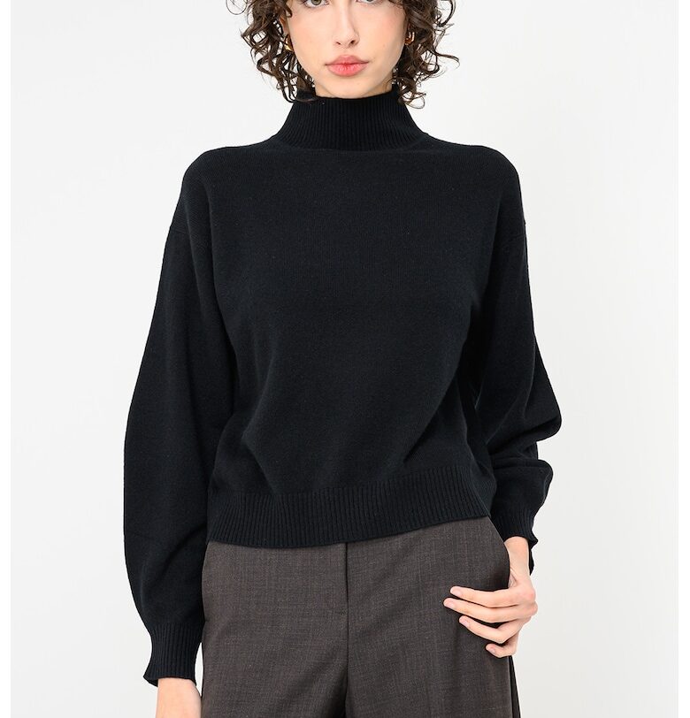 Кашмирен пуловер Febo с поло - Черен Marella