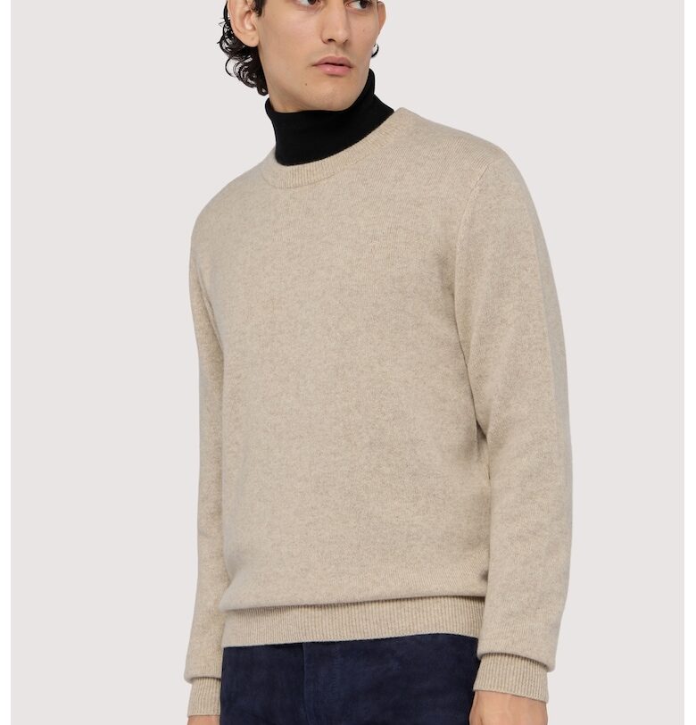 Кашмирен пуловер с овално деколте - Бежов Trussardi