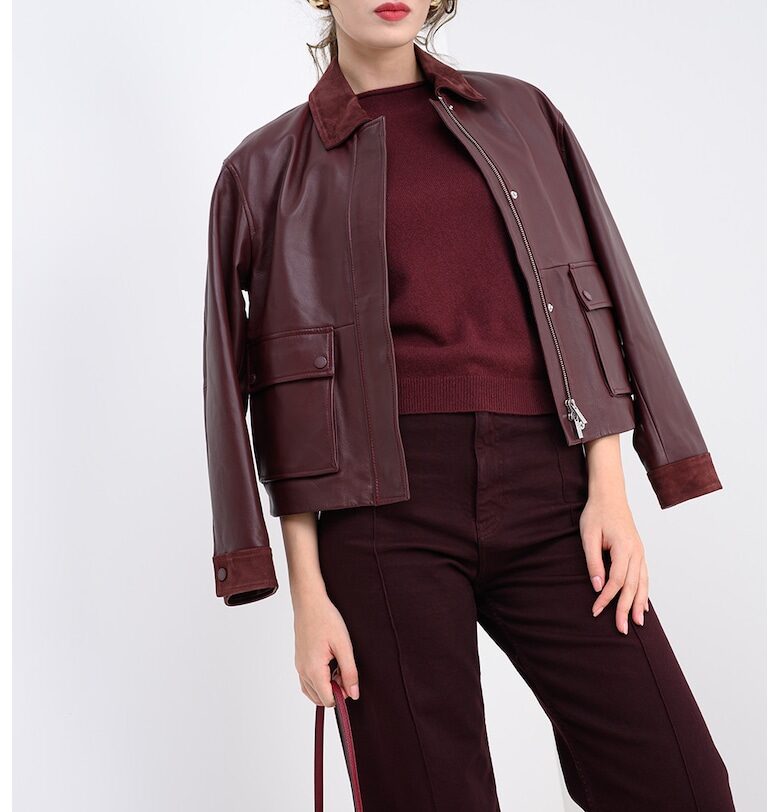 Кашмирен пуловер с овално деколте - Бордо Marella