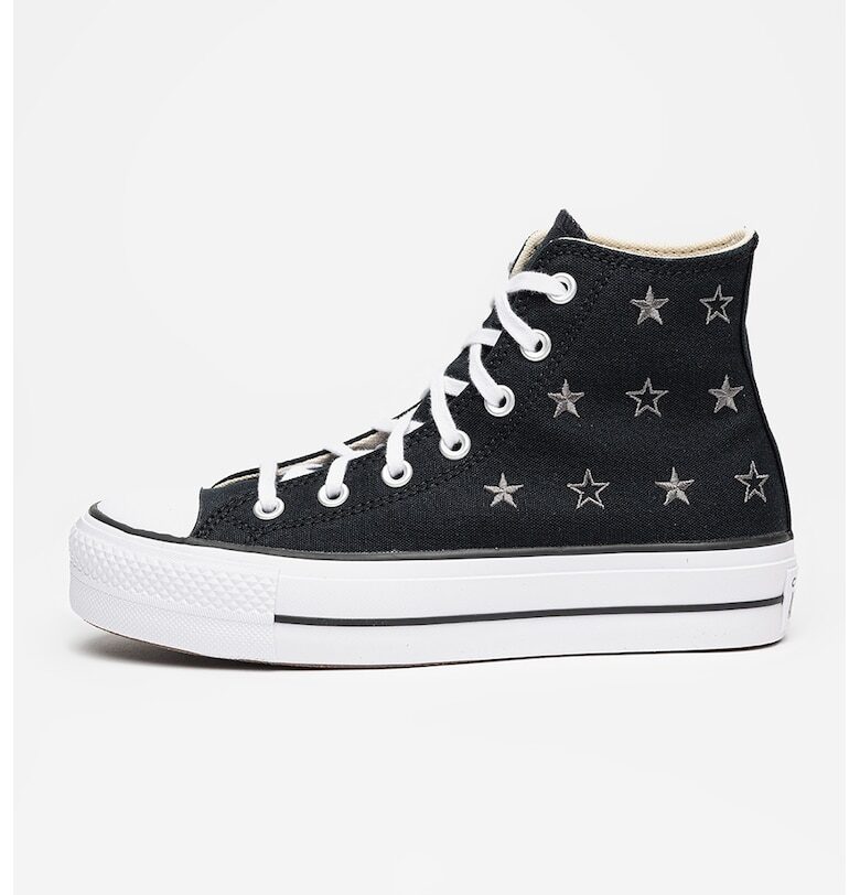 Кецове Chuck Taylor All Star Lift над глезена - Бял/Черен Converse