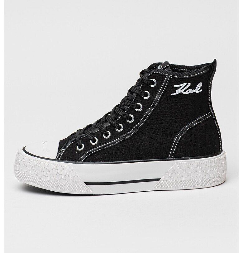 Кецове с висок профил и лого - Бял/Черен Karl Lagerfeld