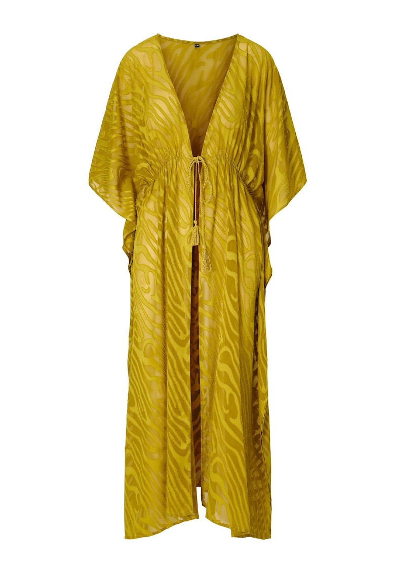 Кимоно с животинска шарка и връзка - Зелен LingaDore