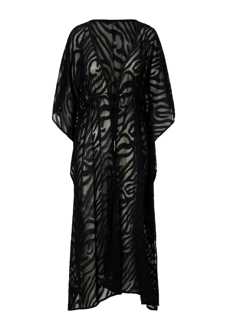 Кимоно с животинска шарка и връзка - Черен LingaDore