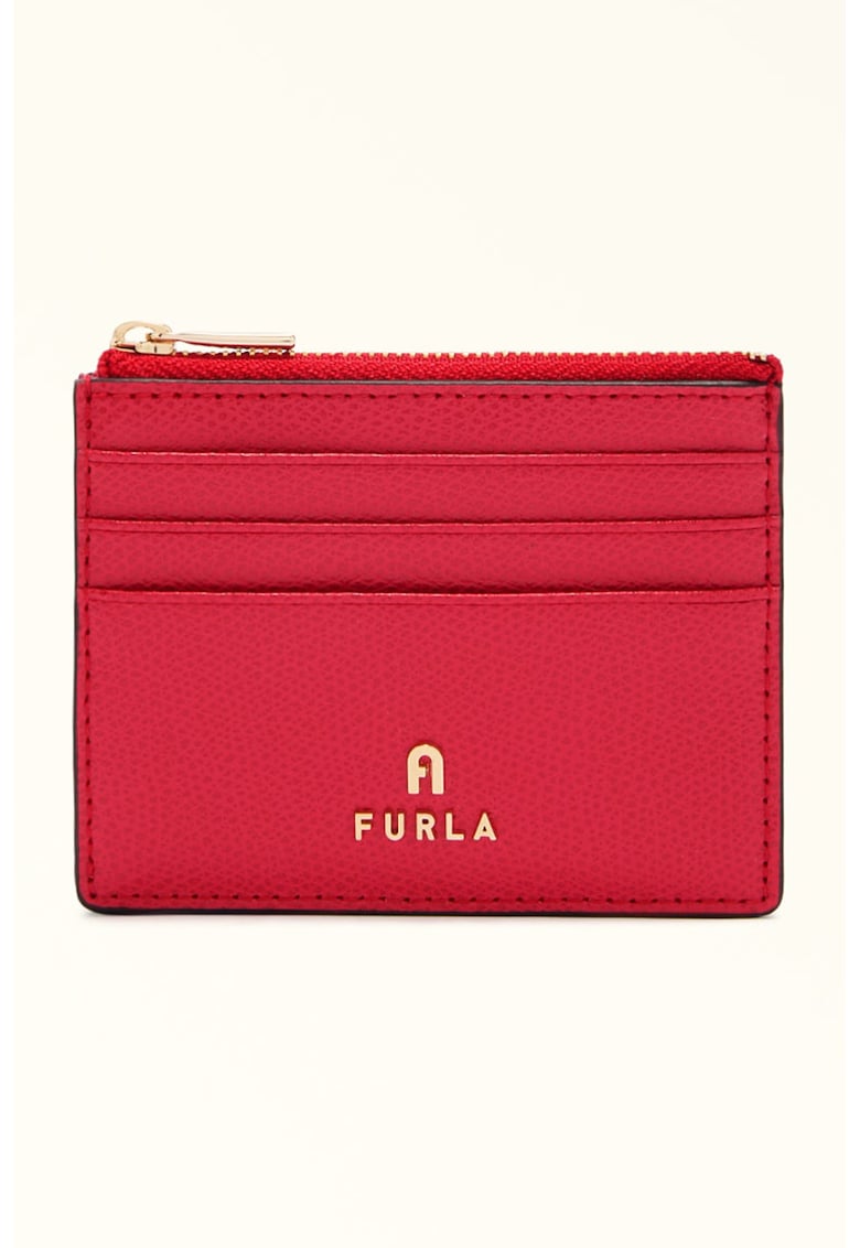 Кожен калъф за карти Camelia - Ягодово червено Furla