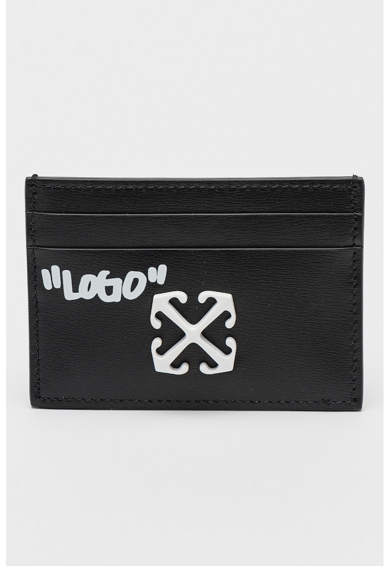 Кожен калъф за карти Jitney с лого - Черен OFF-WHITE