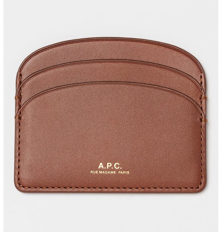 Кожен калъф за карти с лого - Коняк кафяв APC