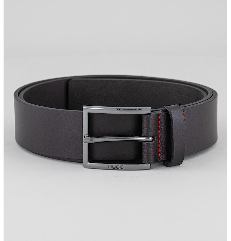 Кожен колан Geek с контрастни шевове - Тъмнокафяв HUGO