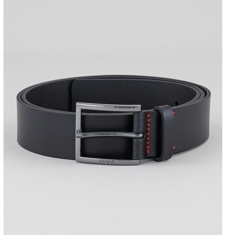 Кожен колан Geek с контрастни шевове - Черен HUGO