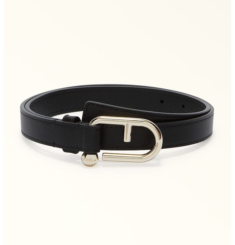 Кожен колан Nuvola с лого на токата - Черен Furla
