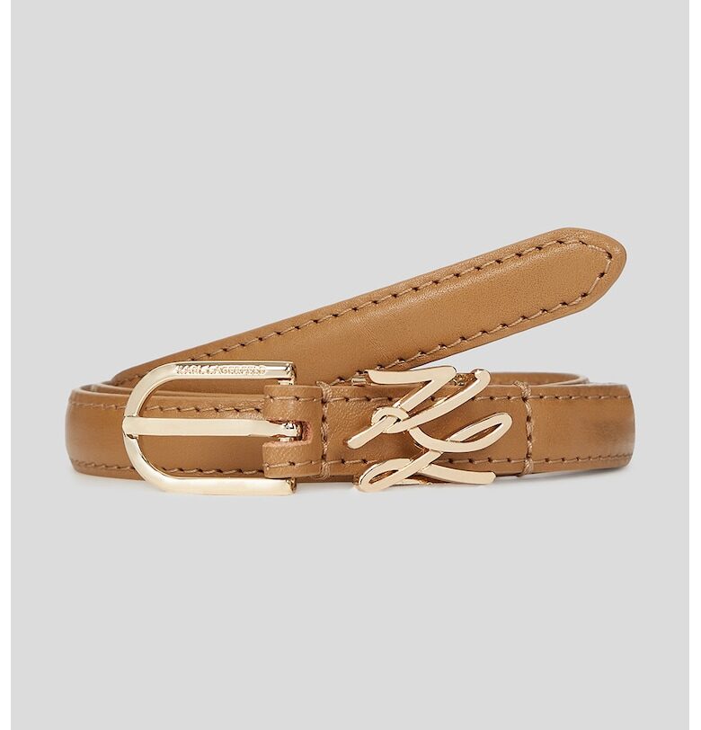 Кожен колан с лого - Канелено кафяво Karl Lagerfeld