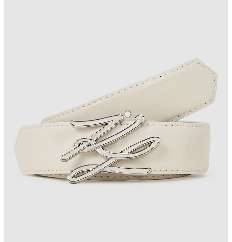 Кожен колан с лого - Светло бежово Karl Lagerfeld