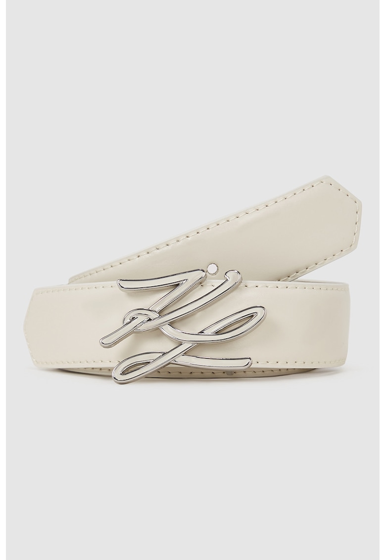 Кожен колан с лого - Светло бежово Karl Lagerfeld