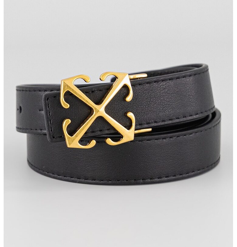 Кожен колан с лого - Черен OFF-WHITE