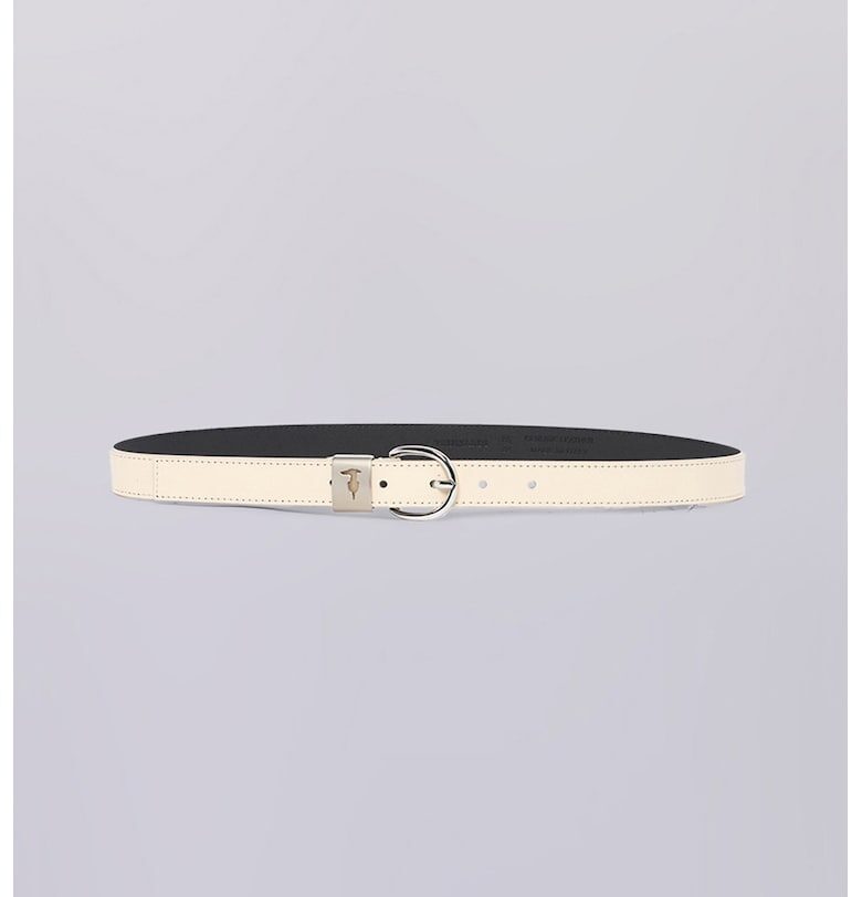 Кожен колан с метална тока - Светло бежово Trussardi