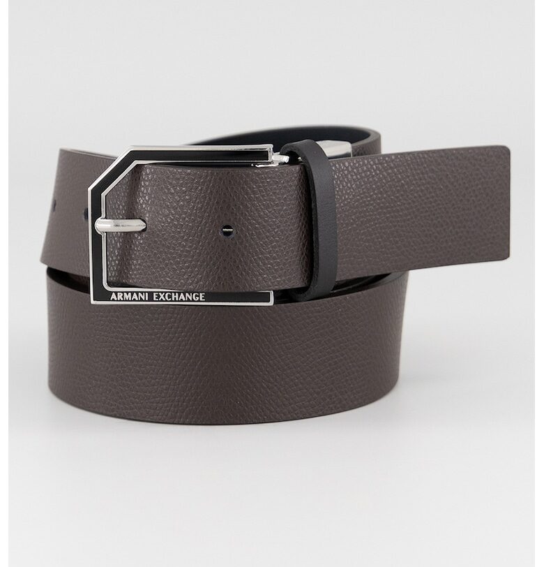 Кожен колан с метална тока - Тъмнокафяв ARMANI EXCHANGE