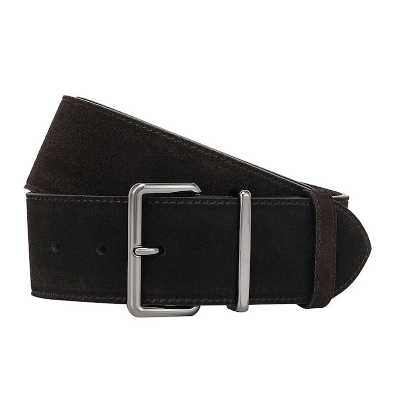 Кожен колан с метална тока - Тъмнокафяв Potamy