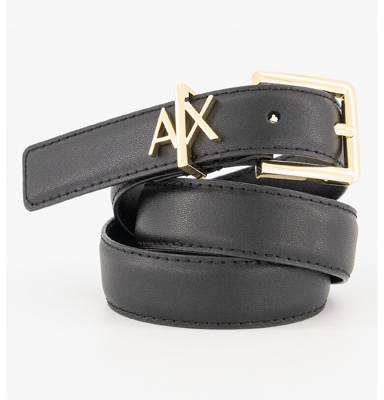 Кожен колан с метално лого - Черен ARMANI EXCHANGE