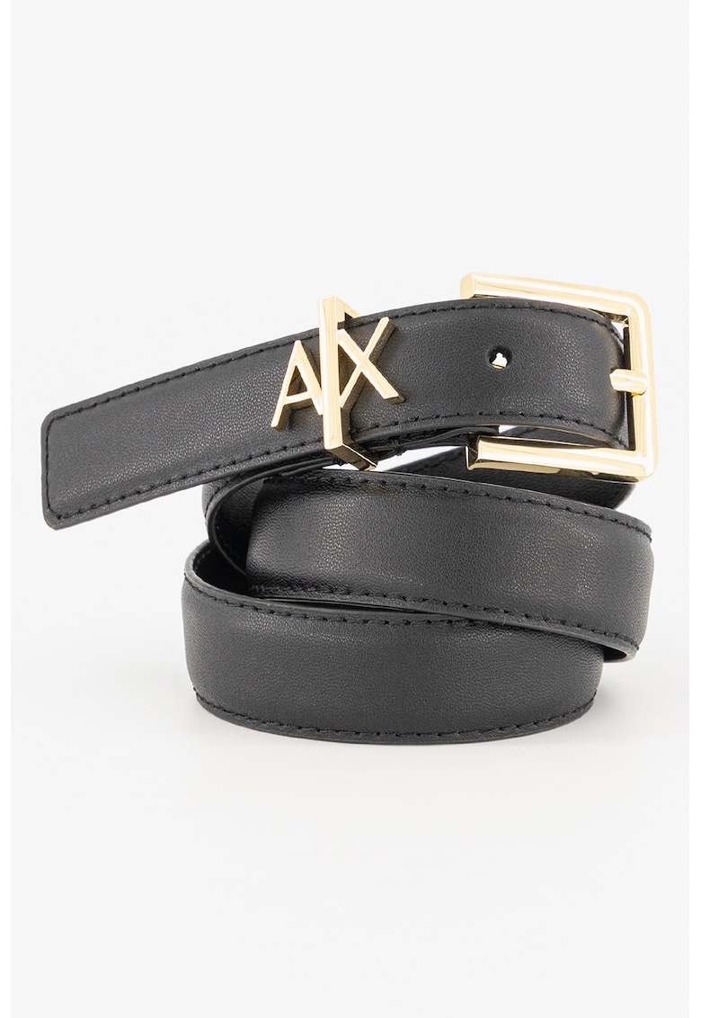 Кожен колан с метално лого - Черен ARMANI EXCHANGE