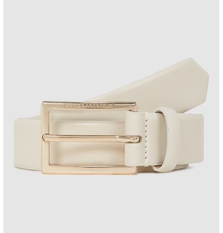 Кожен колан с правоъгълна метална тока - Светло бежово Karl Lagerfeld