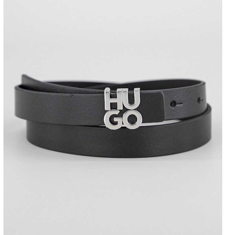 Кожен колан с тока с игла - Черен HUGO