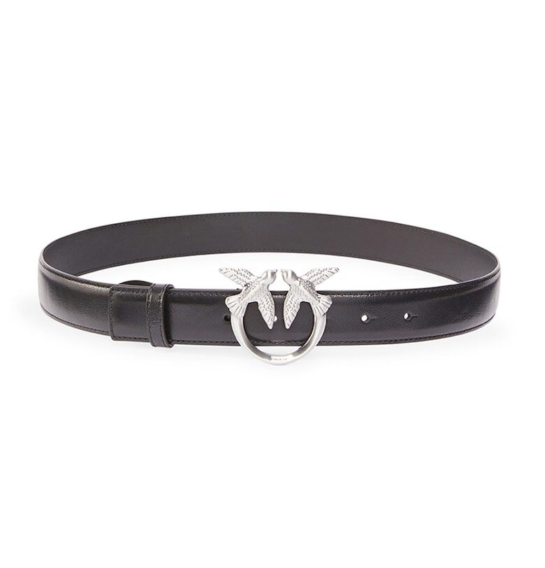 Кожен колан с тока с лого - Избеляло черно Pinko