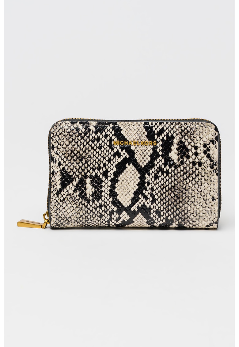 Кожен портфейл Bryant със змийска шарка - Слонова кост/Черен Michael Kors