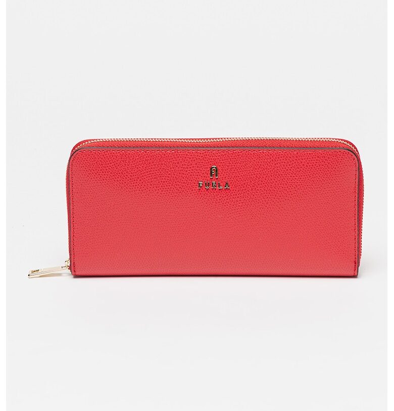 Кожен портфейл Camelia с цип - Аленочервен Furla
