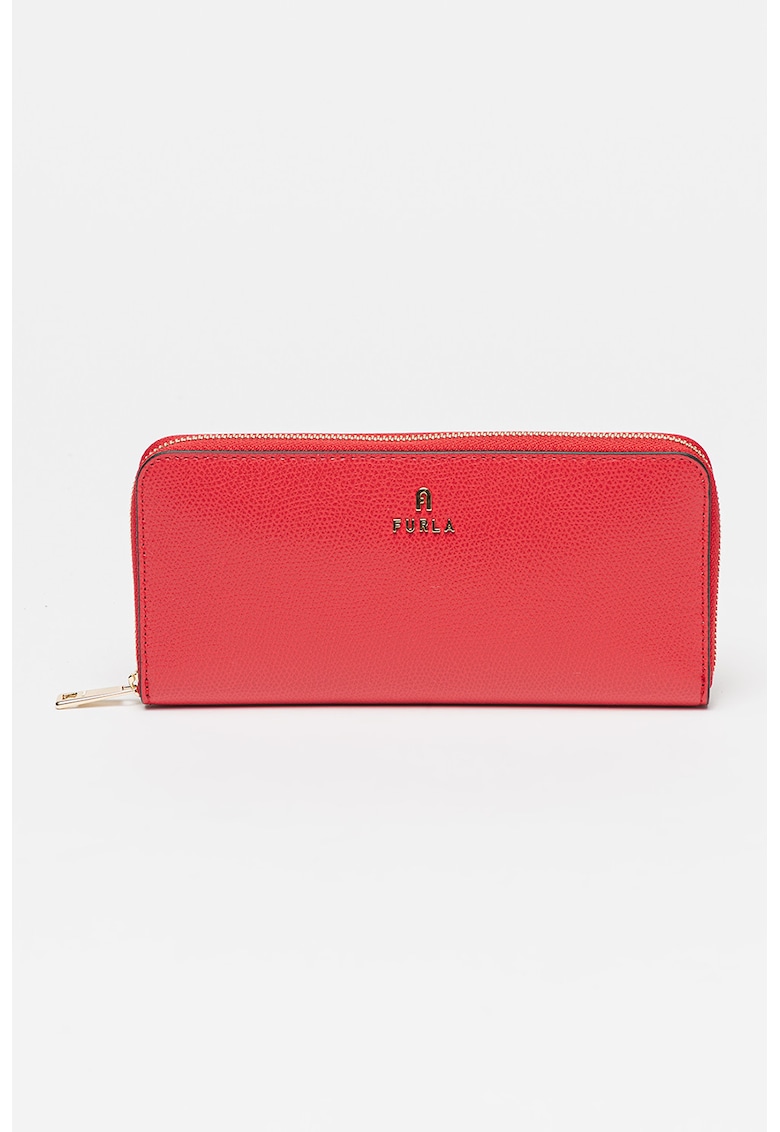 Кожен портфейл Camelia с цип - Аленочервен Furla