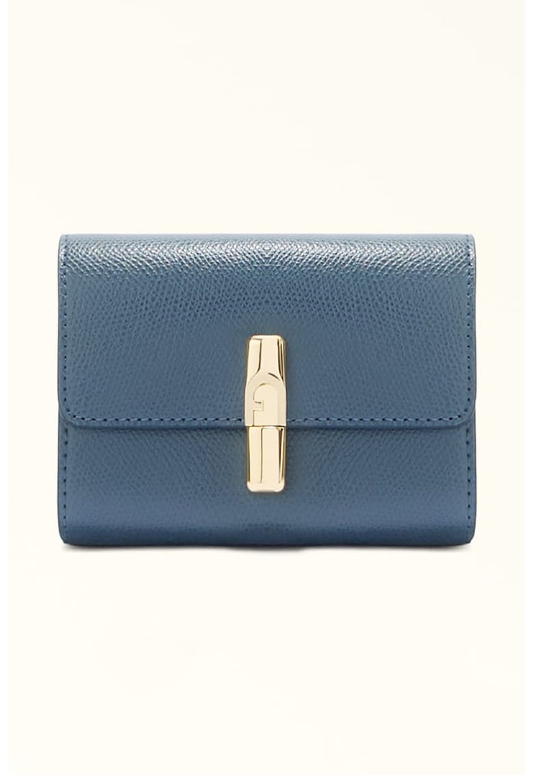 Кожен портфейл с Iride двойно прегъване - Прашно синьо Furla