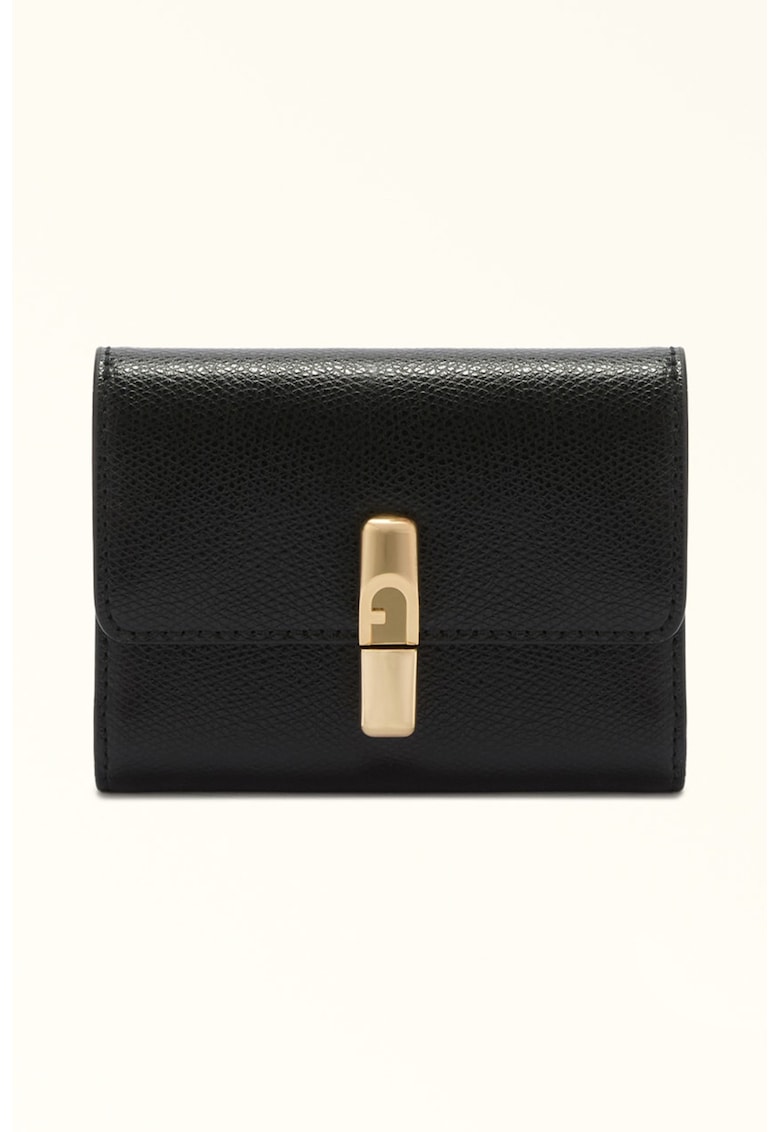 Кожен портфейл с Iride двойно прегъване - Черен Furla