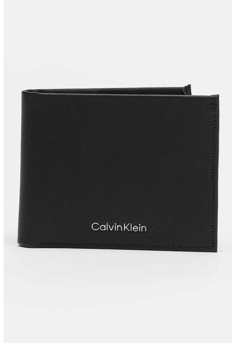 Кожен портфейл с двойно прегъване и лого - Черен CALVIN KLEIN
