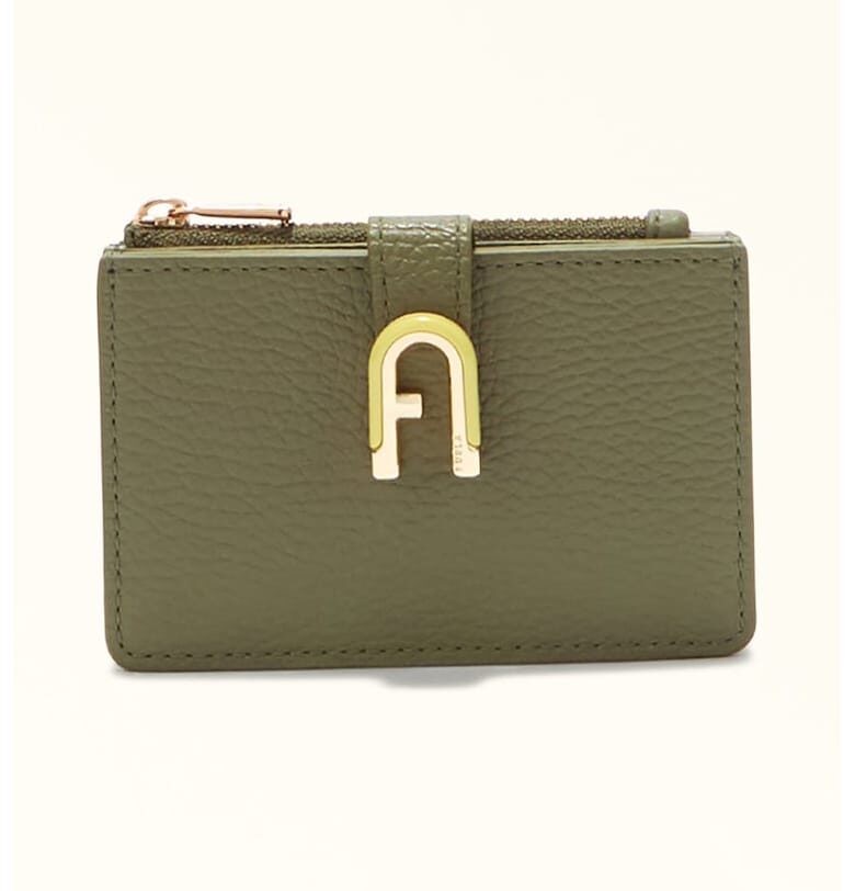 Кожен портфейл с лого - Бледо каки Furla