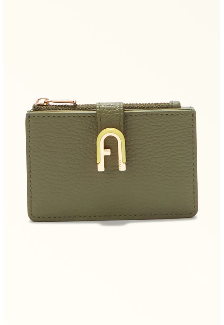 Кожен портфейл с лого - Бледо каки Furla