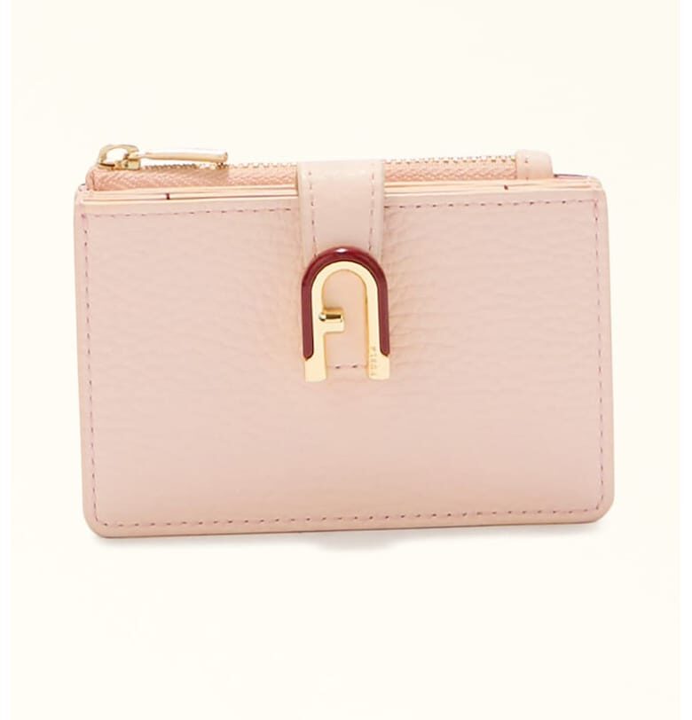 Кожен портфейл с лого - Бледо розово Furla