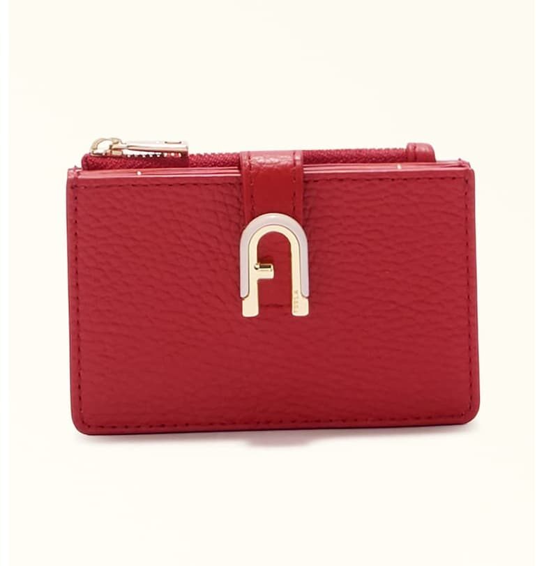 Кожен портфейл с лого - Червен Furla