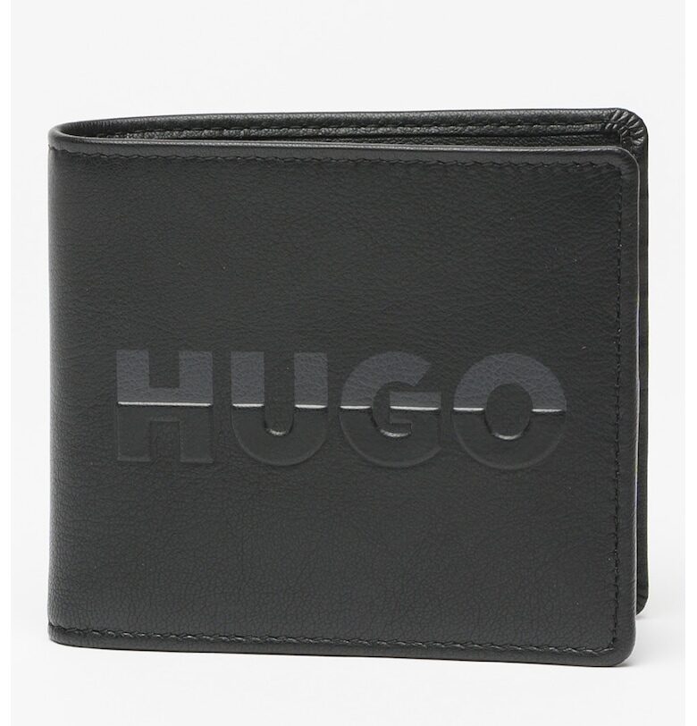 Кожен портфейл с лого - Черен HUGO