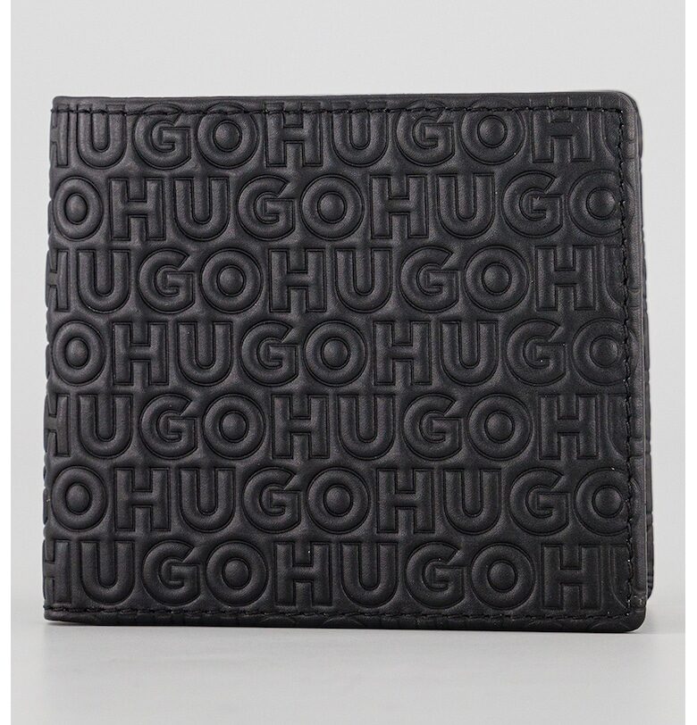 Кожен портфейл с лого - Черен HUGO