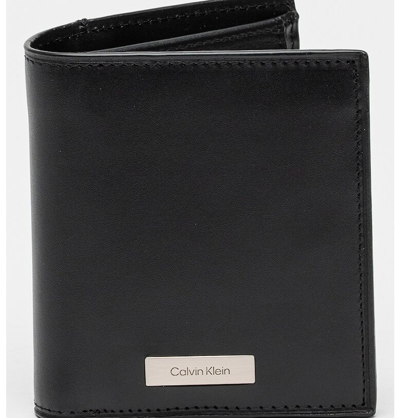 Кожен портфейл с тройно прегъване - Черен CALVIN KLEIN