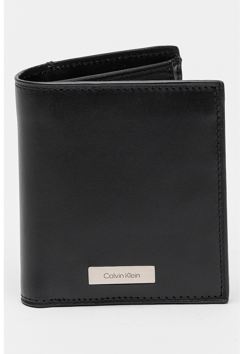 Кожен портфейл с тройно прегъване - Черен CALVIN KLEIN