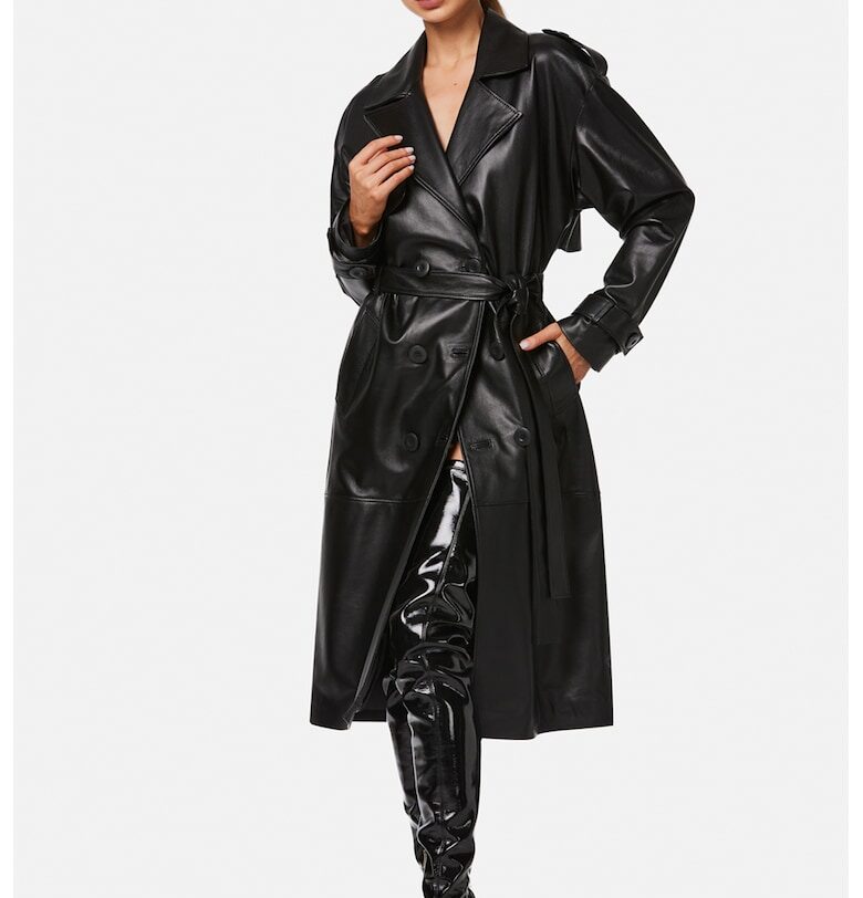 Кожен тренч 1053 - Черен AA Vesa