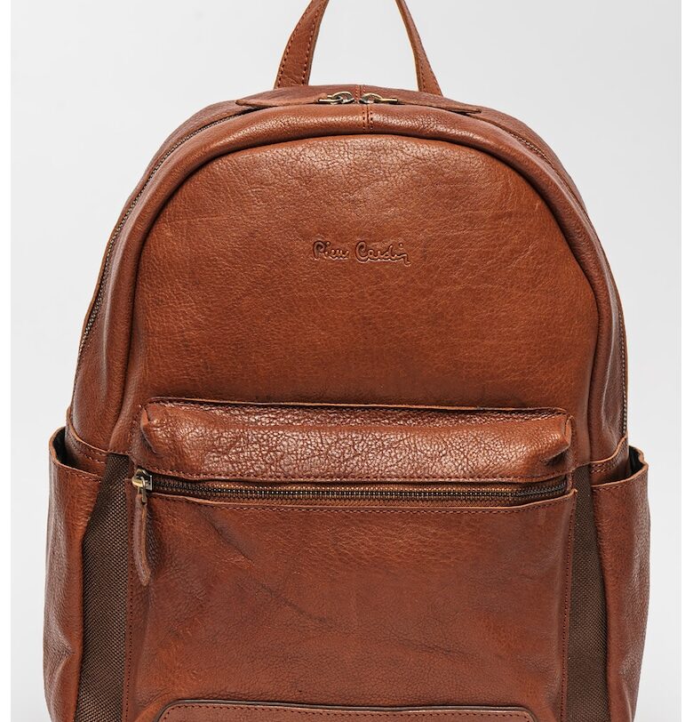 Кожена раница с множество джобове - Коняк кафяв Pierre Cardin