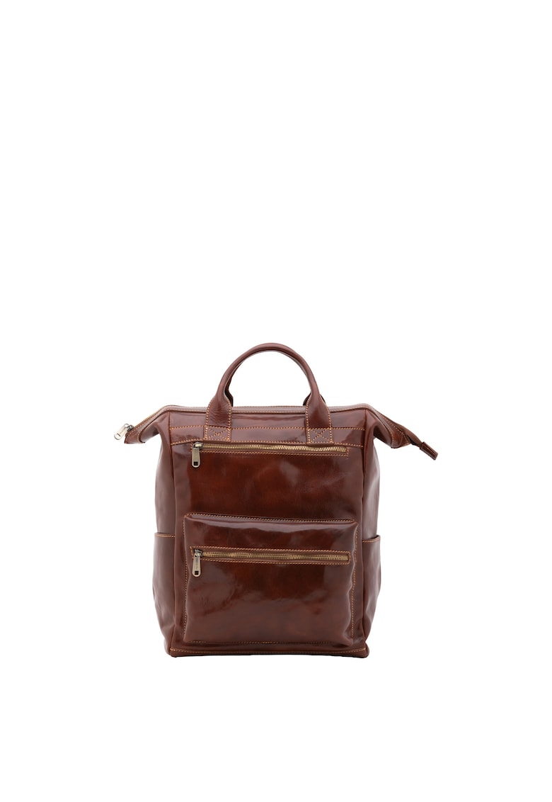 Кожена раница с преден джоб - Кафяв I Fratelli