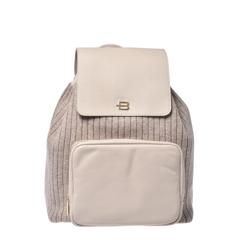 Кожена раница с текстил - Крем Baldinini