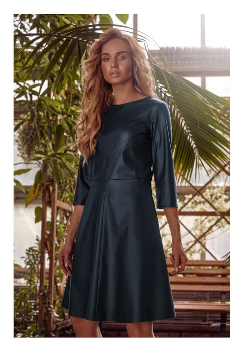 Кожена рокля - зелена - Зелен MOE