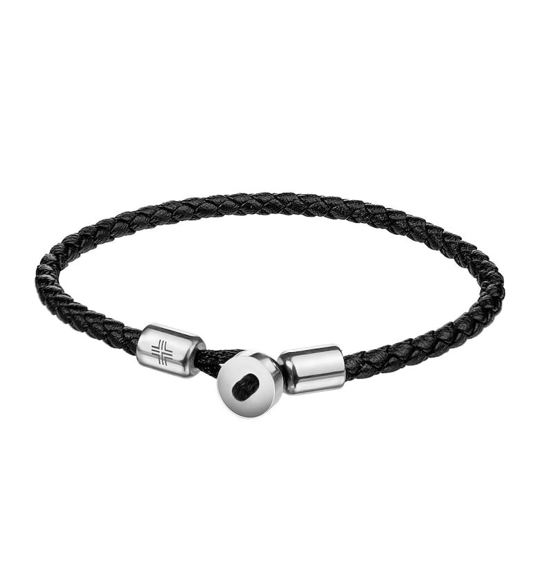 Кожена сплетена гривна Adam с метални детайли Philipp Blanc