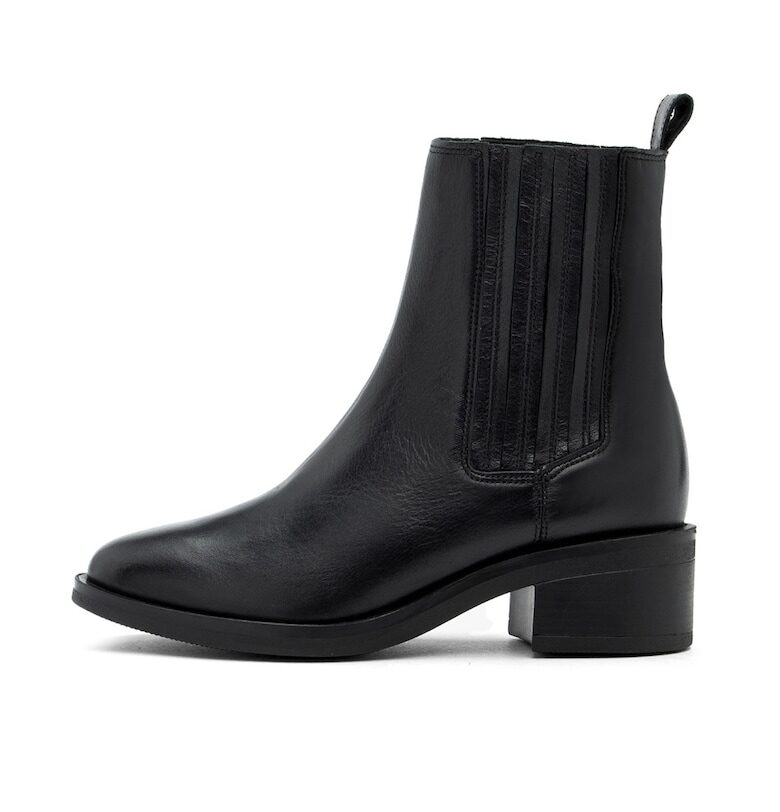 Кожени боти Bianka с масивен ток - Черен RYLKO