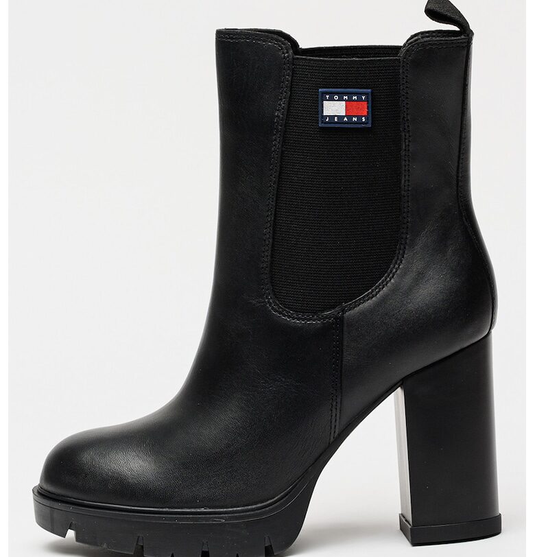 Кожени боти Chelsea Napa с ток - Черен Tommy Jeans
