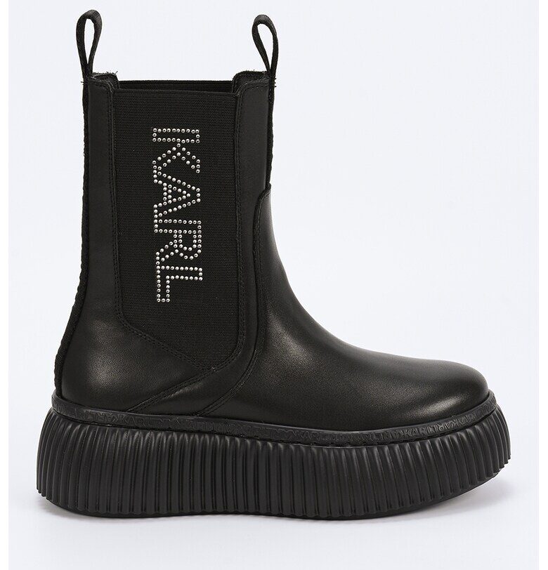 Кожени боти Chelsea с декоративни камъни - Черен Karl Lagerfeld