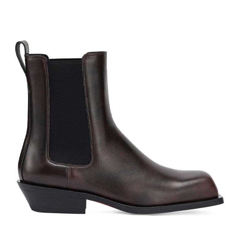 Кожени боти Chelsea с квадратен връх - Кафяв Potamy